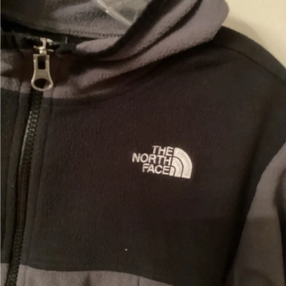 THE NORTH FACE BOYS XL ’FULL ZIP LIGHTWEIGHT HOODED FLEECE  GRAY  BLACK